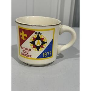 Vintage Boy Scout National Jamboree Coffee Mug - 1977 Scouting Symbol & Compass
